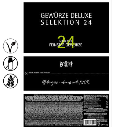 Hallinger's Deluxe Selection 24 - Spice Gift Set handmade, 24 spices from around the world (Set) - Christmas gift ideas & gift Advent calendar | New home congratulations Friendship Get well soon.