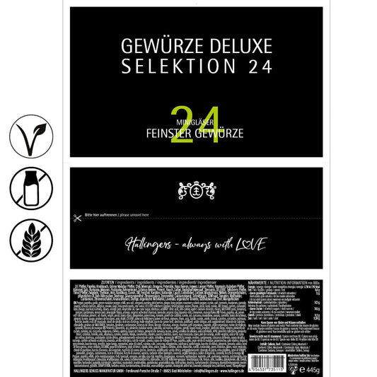 Hallinger's Deluxe Selection 24 - Spice Gift Set handmade, 24 spices from around the world (Set) - Christmas gift ideas & gift Advent calendar | New home congratulations Friendship Get well soon.