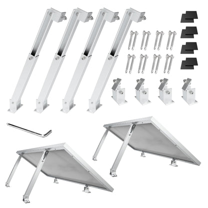 2 sets SAVOLAR solar panel mounting balcony power plant flat roof (15-60°) angle adjustable, 50-100cm adjustable, balcony power plant mounting flat roof tile roof and wall, solar panel mounting flat roof
