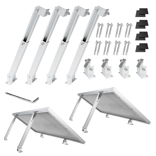 2 sets SAVOLAR solar panel mounting balcony power plant flat roof (15-60°) angle adjustable, 50-100cm adjustable, balcony power plant mounting flat roof tile roof and wall, solar panel mounting flat roof