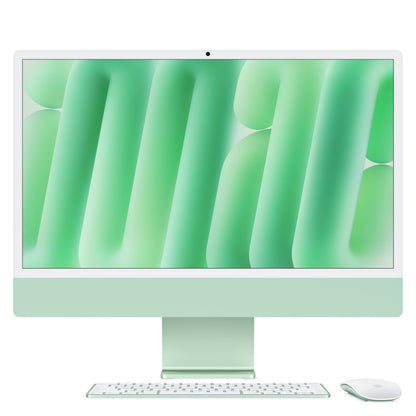 Apple iMac All-in-One desktop computer with M4 chip featuring 10-core CPU and 10-core GPU: 24" Retina display, 16GB unified memory, 512GB SSD storage, matching accessories; Green