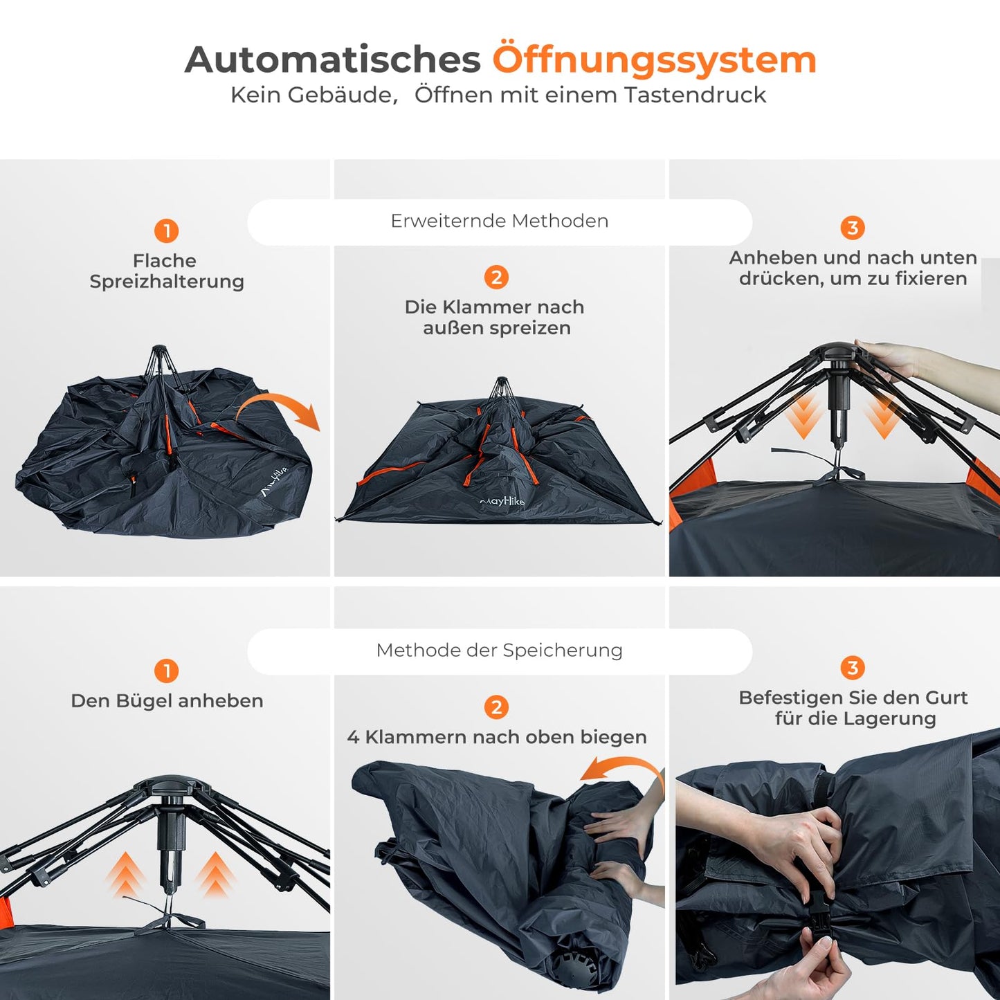 Pop-up camping tent for 2-4 people | 100% waterproof & wind-resistant family tent | 230x230x135 cm + 2 doors with ventilation mesh | Perfect for campsites & summer festivals | Includes tent bag