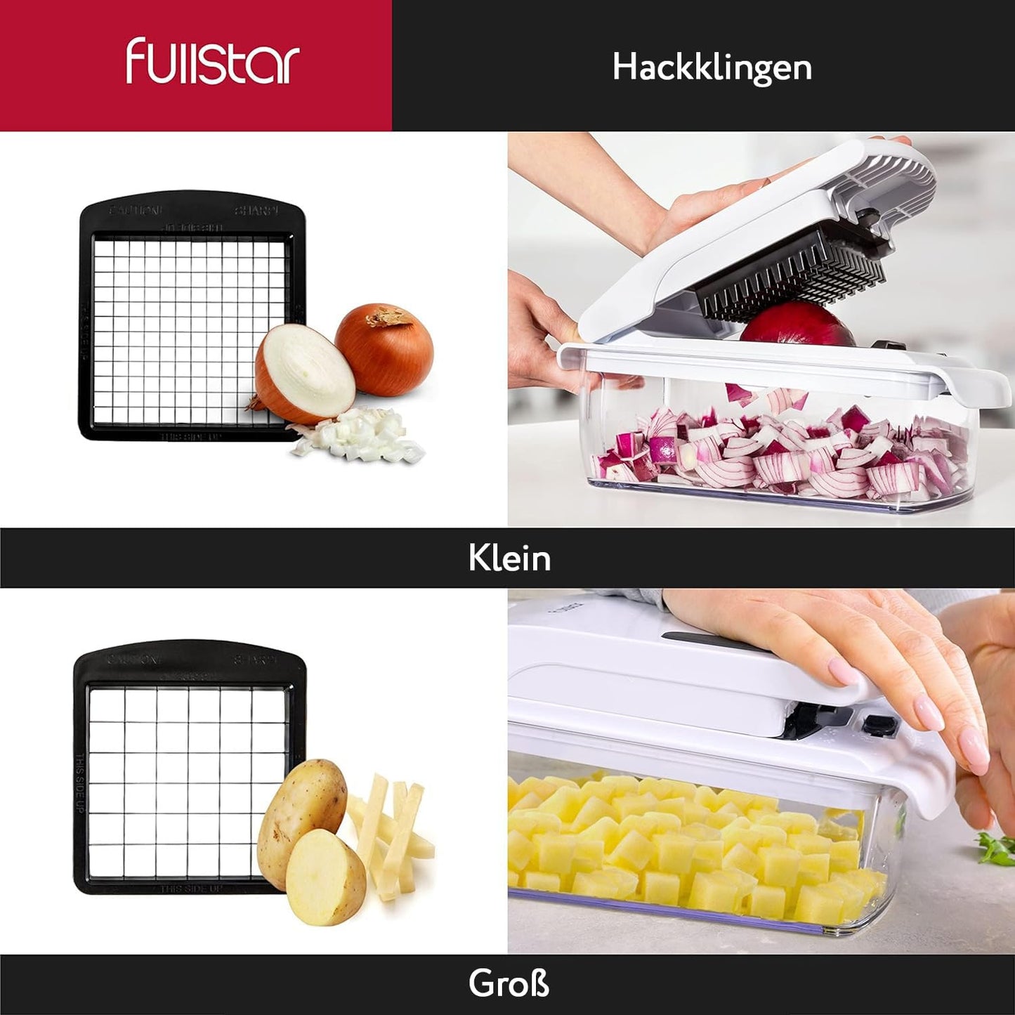 Vegetable slicer spiralizer vegetable slicer vegetable cutter onion cutter potato cutter fruit cutter - Vegetable chopper cutter dicer (4-in-1 - White)