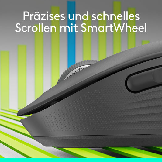 Logitech Signature M650 Wireless Mouse - for small to medium hands, 2-year battery life, silent clicks, customizable side buttons, Bluetooth, multi-device compatibility - Graphite