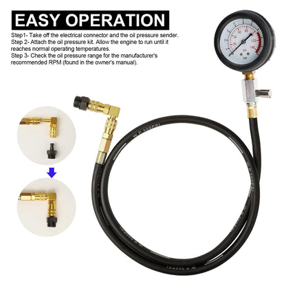 FreeTec oil pressure gauge, 140 PSI 10 Bar engine cylinder oil pressure tester set, oil pressure gauge automotive tool for car truck tractor (blue)