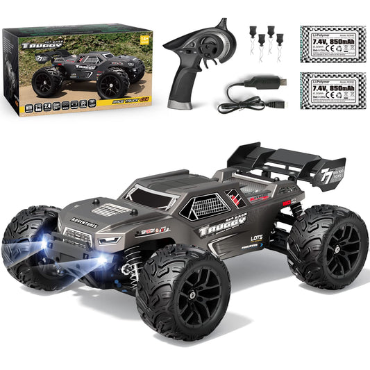HAIBOXING Remote Control Car, 1:18 RC Cars 36 km/h Hobby RC Car with Lights, 2.4 GHz Waterproof 4WD Off-Road Outdoor Indoor Vehicle, 2 Battery Long Running Time (18868)