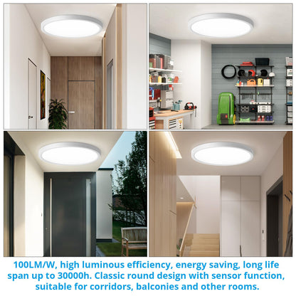 OPPEARL [4 pieces lamp with motion sensor indoor 23CM, 18W ceiling light with motion sensor round, 4000K LED ceiling lamp motion sensor as hallway light, balcony/garage/cellar/storage room lamp.