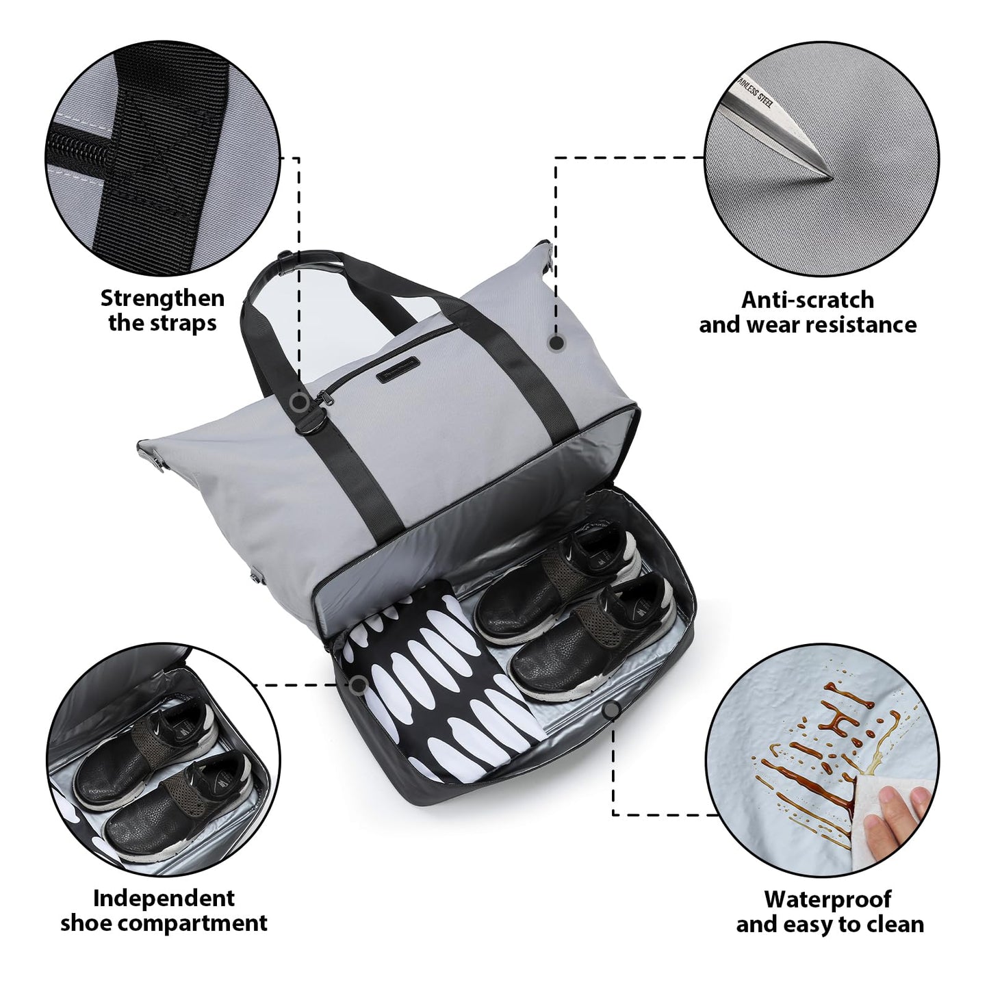 Dizdvizd travel bag for men and women, sports bags with shoe compartment and wet compartment, waterproof weekender training bag swim bag gym bag, portable carry-on duffel bag.
