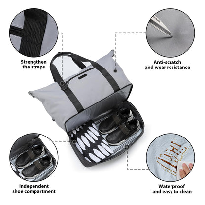 Dizdvizd travel bag for men and women, sports bags with shoe compartment and wet compartment, waterproof weekender training bag swim bag gym bag, portable carry-on duffel bag.