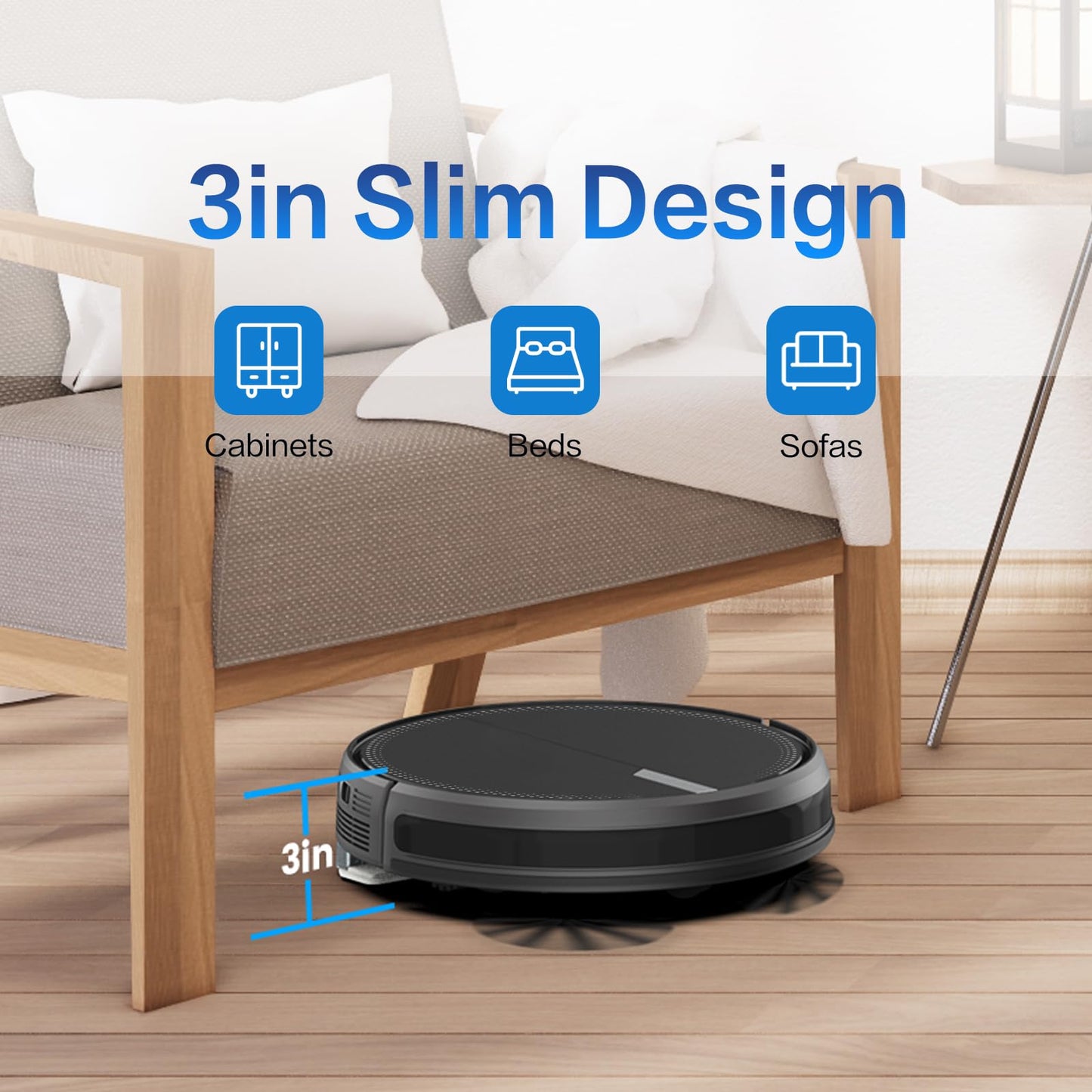 AIRROBO robotic vacuum cleaner with mopping function, P30 vacuum robot, 3000Pa suction power, 3 in 1 robot vacuum for pet hair, carpet, hard floors, mop robot with remote control, 120min runtime