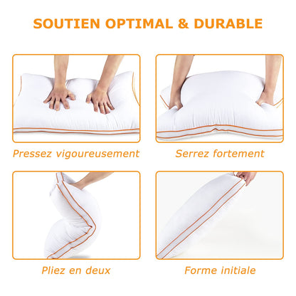 Maxzzz pillows, 65 x 65 cm, 2 pieces, anti-mite, anti-sweat, hypoallergenic, soft pillow, 100% polyester fiber, breathable, comfort and effective support.