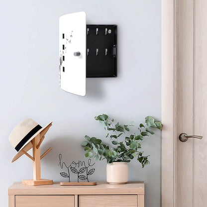 Banjado Design stainless steel key cabinet for 10 keys/ key storage cabinet 24 x 21.5 x 7cm with practical magnetic closure/ dandelion design 2