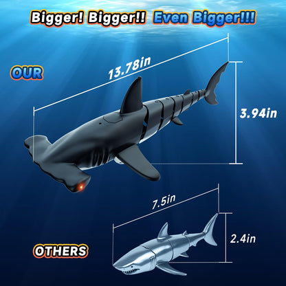 Remote-controlled shark toy highly realistic summer water toy for boys aged 6 and up fun pool and bath games (Gray)