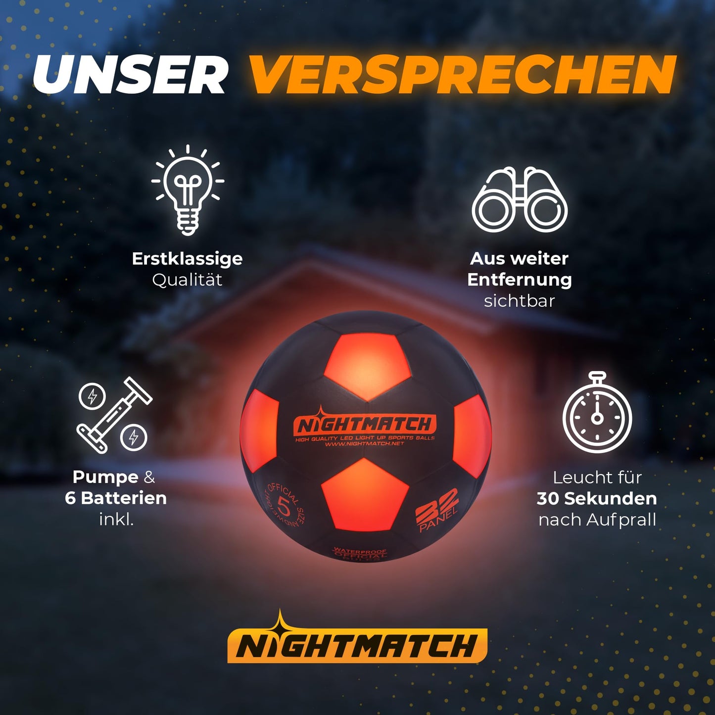 NightMatch LED Light-Up Soccer Ball | Official Size 5 | Waterproof | Glows in the Dark | Soccer Ball for Kids & Adults | Light-Up Soccer Ball | For Indoor & Outdoor Use