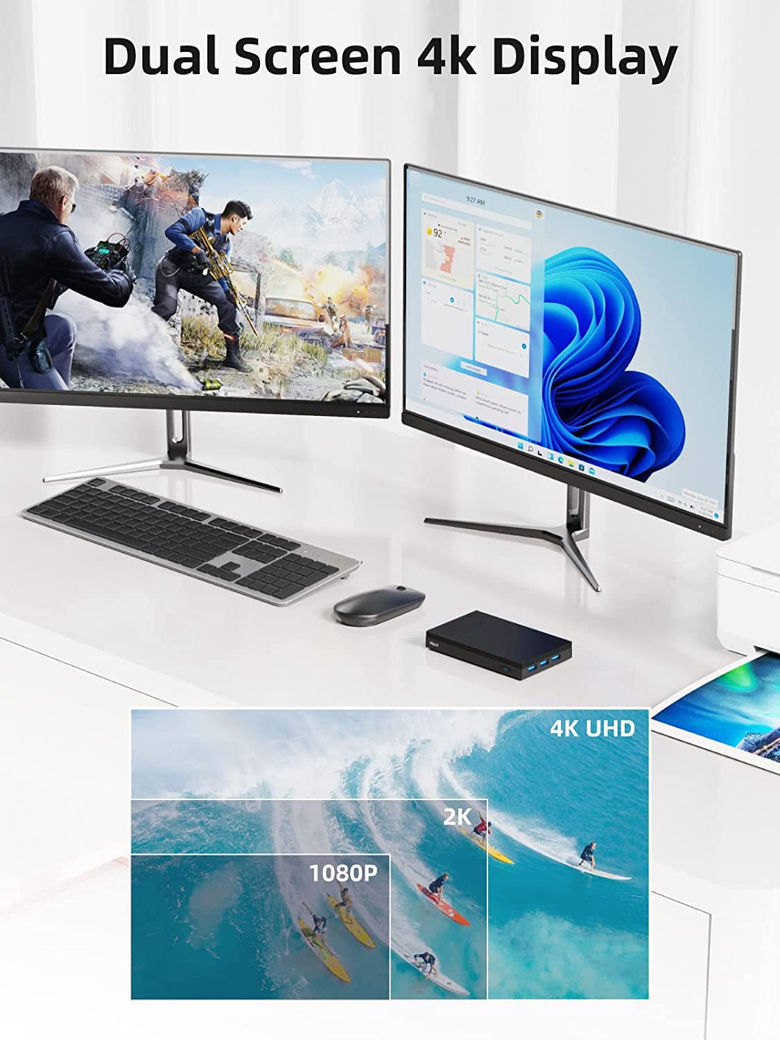 MeLE Quieter2Q fanless Mini PC Windows 11 Pro Celeron J4125 4GB 64GB Quad Core Mini Desktop Computer 4K Dual WiFi for office, business, companies, school, home office work.