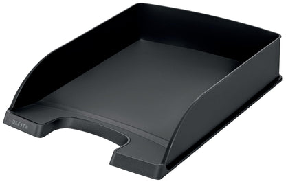 Leitz Set 2x Standard A4 Letter Tray + Letter Tray Drawer, Premium Quality Letter Tray, Stackable Desk Organizer, Compatible with Plus Series, Black, 52270095 + 52100095