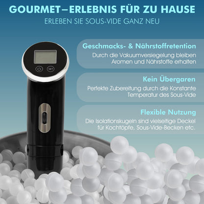 Yayago Sous-Vide Insulation Balls 250 Pieces I Insulation Ball Set BPA-free incl. Bag I For Sous Vide Cooker & Water Bath I Sous-Vide Balls for consistent temperature in cooking process I Ideal cooking accessory