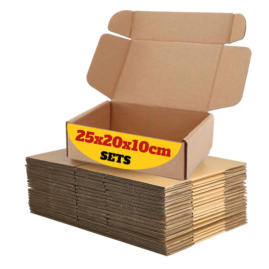 MBC 20s shipping box small, foldable 25 x 20 x 10 cm | Folding box brown | Sturdy and robust | Packet recyclable | Ideal for shipping small goods | DHL compliant size S