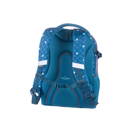 Walker school backpack Fame 2.0 "Lucky Horse" with 2 compartments, front pocket with organizer, side pockets, school bag including back padding, adjustable shoulder and chest straps.