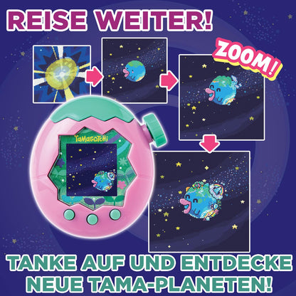 Bandai - Tamagotchi Heaven Earth - Virtual pet to care for - Tamagotchi interactive toy in German, Zoom - Earth model in pink and green - Toy for kids ages 6 and up - 43421