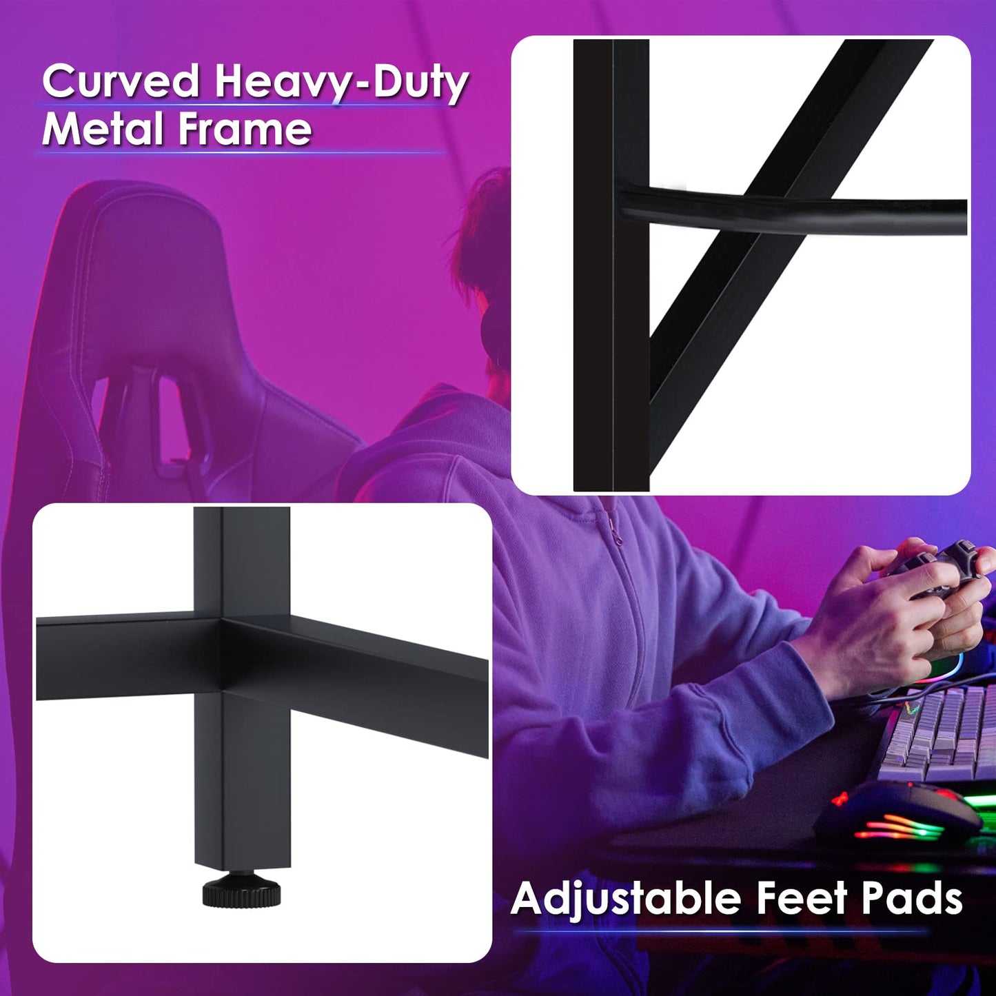 Corner desk computer desk gaming table with L-shape corner desk large gaming desk office desk corner table work desk PC laptop study table, 150 cm + 150 cm, Dark Brown