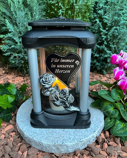 New new grave lantern! Handmade - heart with inscription Forever in our hearts, grave candle grave decoration grave jewelry garden lamp incl. Grave candle...
