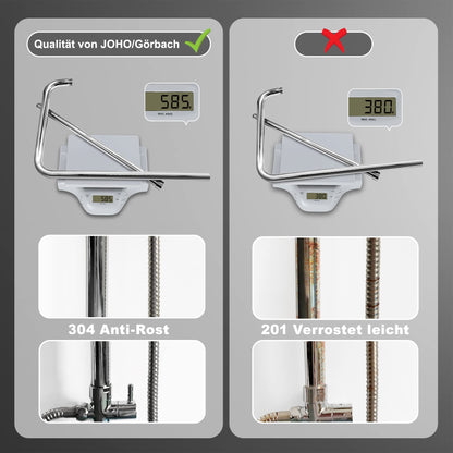JOHO Stainless Steel Shower System Shower Set Shower Rod Rain Shower Set with ABS Shower Head D20cm