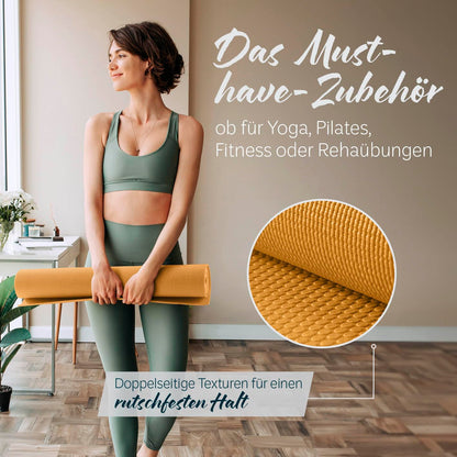 DoYourYoga Fitness Mat Yoga Mat "Kirana" made of ECO-PVC - 183 x 61 x 0.4 cm - non-slip & durable - Exercise Mat Yoga Mat Pilates Workout - Curry
