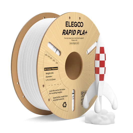 ELEGOO High Speed PLA+ Filament 1.75mm White 1 KG, Rapid PLA Plus 3D Printer Speedy Filament, 600 mm/s High Speed Printing, Dimensional Accuracy +/-0.02mm, 1kg Spool (2.2lbs)