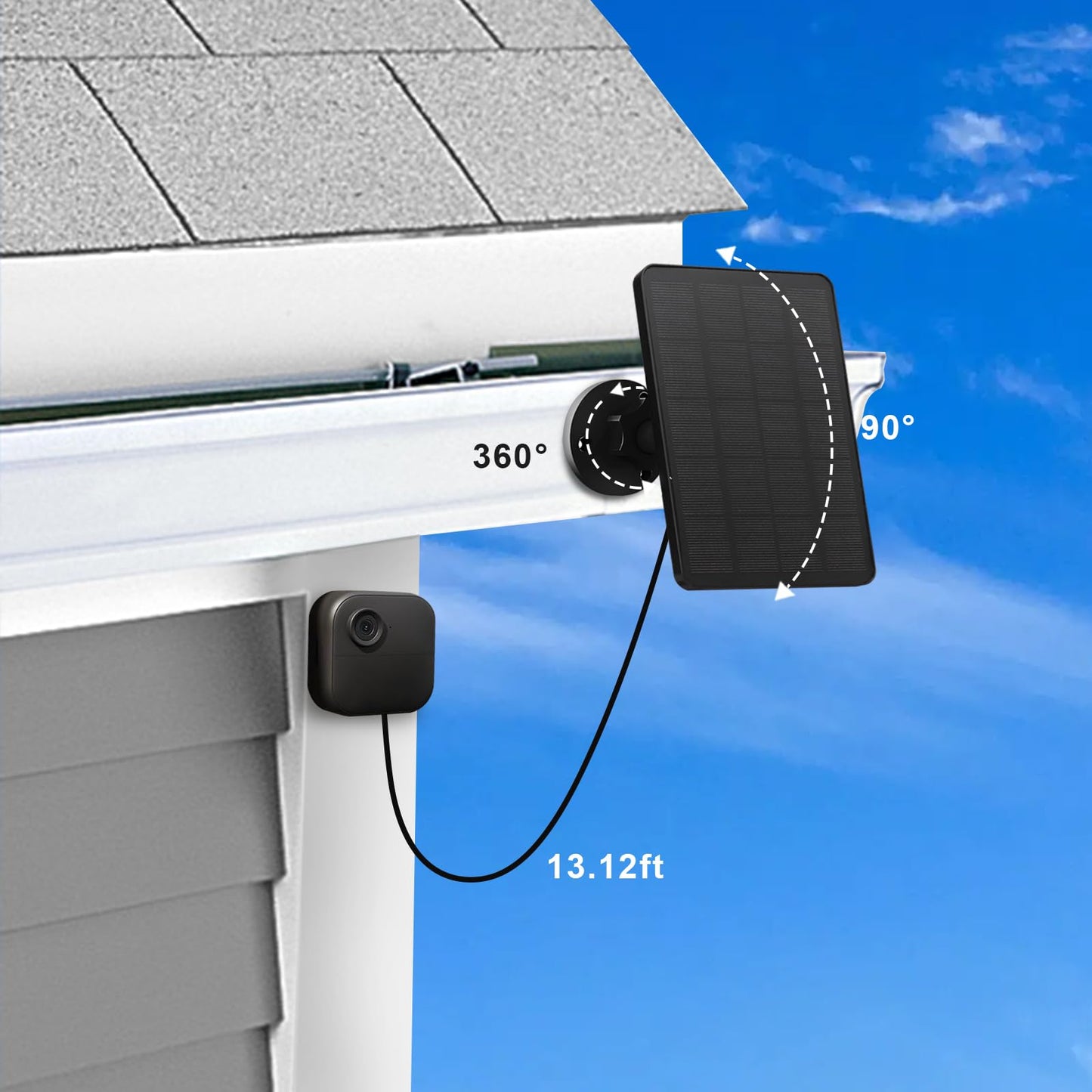 YCTechLife 4W Solar Panel for Blink Outdoor Camera (4th Gen), solar charger with rubber plug, IP65 waterproof, 13.12ft cable, 2 pack.