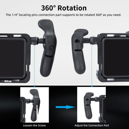 Nitze Side Handle, side handle kit with 1/4" screw and removable positioning pins for smartphone/iPad/monitor/camera cages - PA32D
