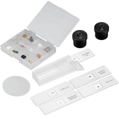 Bresser Junior Stereo 3D Microscope ICD-Pro with 20x and 50x magnification for kids and adults to observe stones, coins, insects, and more. 20x / 50x magnification.