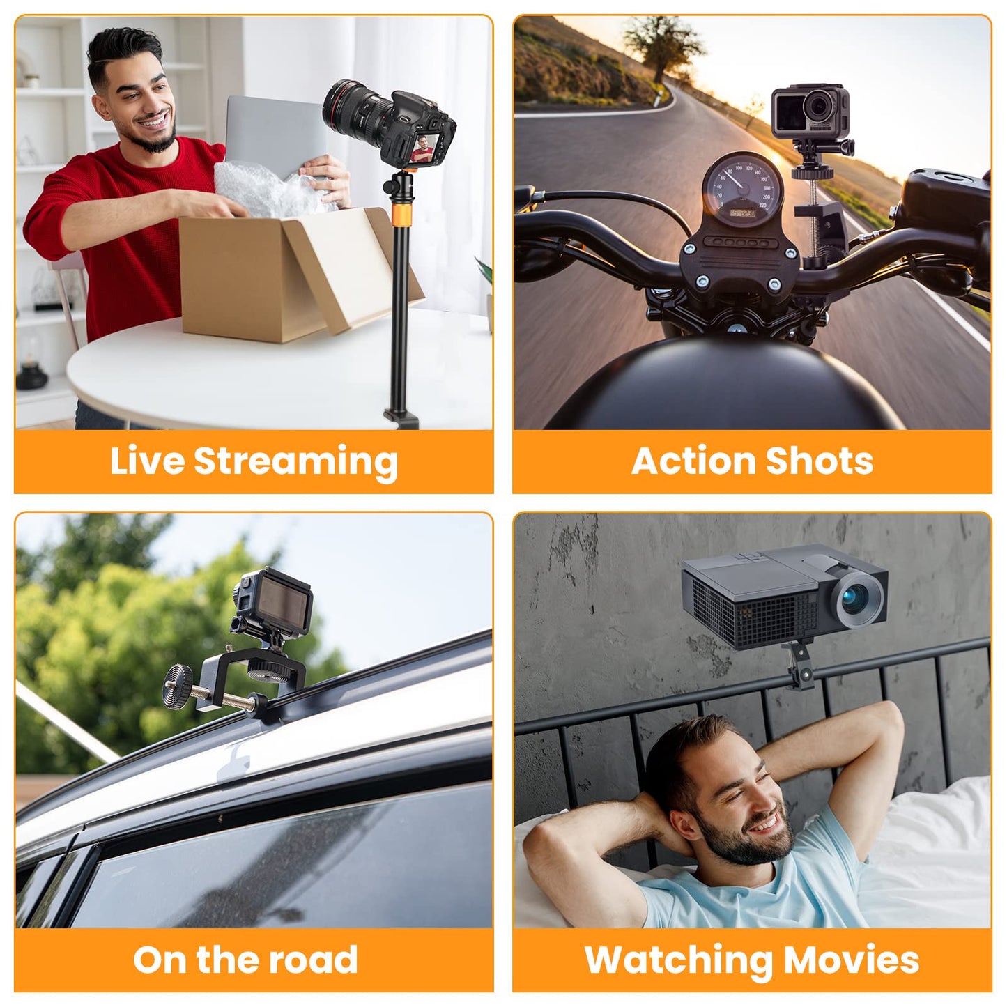 TARION C-Clamp Support Clamp Desk Mount for Camera With Ball Head and Adjustable Extension Rod 33-60cm for Vlogging Live Stream Photo Studio Light Photography Filming (TR-CS)