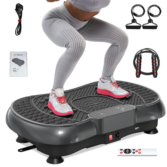 HomeFitnessCode vibration plate with Bluetooth - at-home vibration device with 99 intensity levels + 5 pre-programmed fitness modes for full-body training, weight loss, and muscle building (Black)