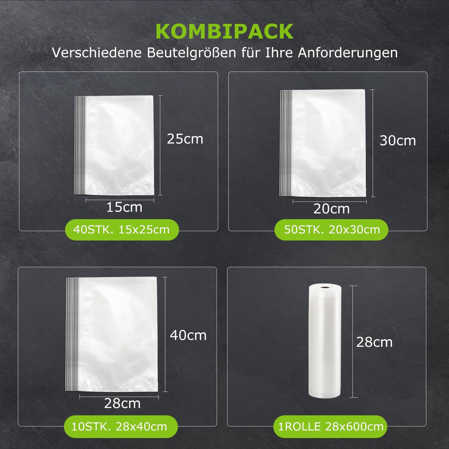 Bonsenkitchen Vacuum Sealer, Strong Vacuum Sealer with 5 Modes, 8 L/Min, Globefish Technology for Continuous High-Speed Operation, Includes 100 Vacuum Bags and 1 Roll Bag.