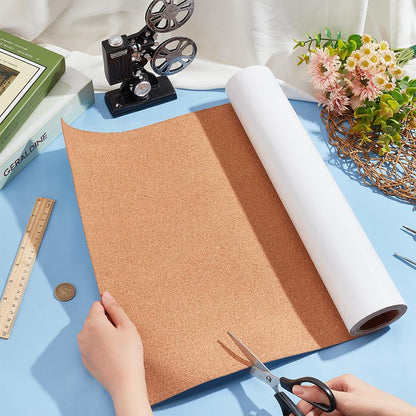 BENECREAT 2x0.4m self-adhesive cork roll, cork sheets with 1mm thick back mat strong self-adhesive cork board for wall furniture decoration, DIY projects.