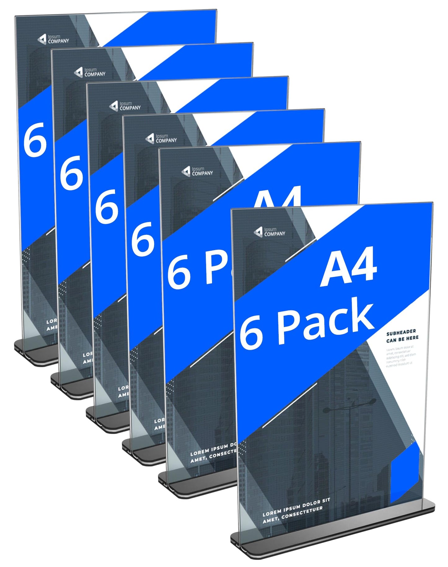 QWORK® 6 Piece A4 Acrylic Tabletop Sign Holders with Solid Base, Double-sided Acrylic Display Stand for Office, Restaurant, Cafe, Shop, Wedding.