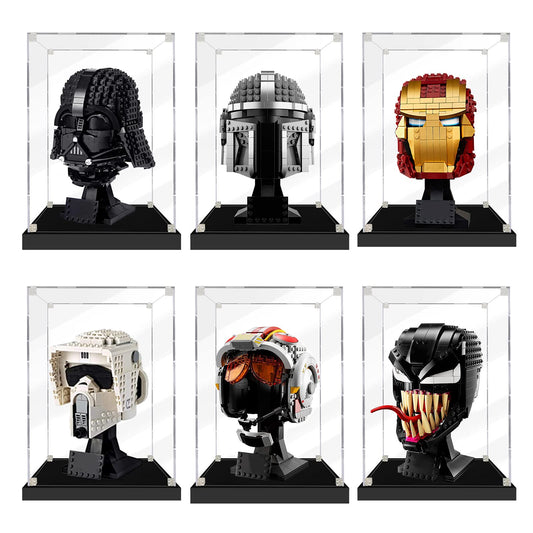 Acrylic display case for 76165/21345 Iron Man Helmet, Dustproof showcase for models collectibles (Case only)