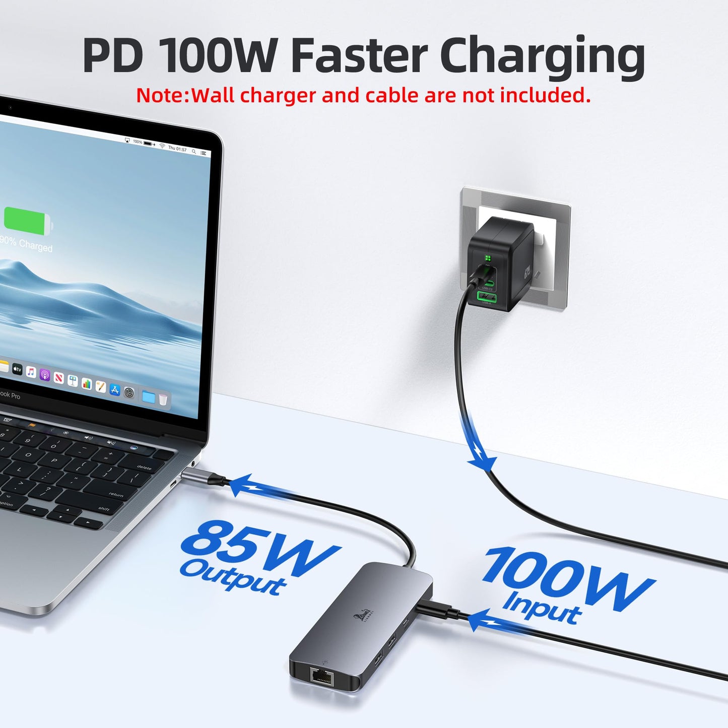 USB C Docking Station Dual Monitor 8 in 1 Laptop Docking Station for 2 Monitors with 4K Dual HDMI, DisplayPort, 1Gbps Ethernet, 100W PD, 3 USB A/C 3.0 Adapter. Compatible with Dell, HP.