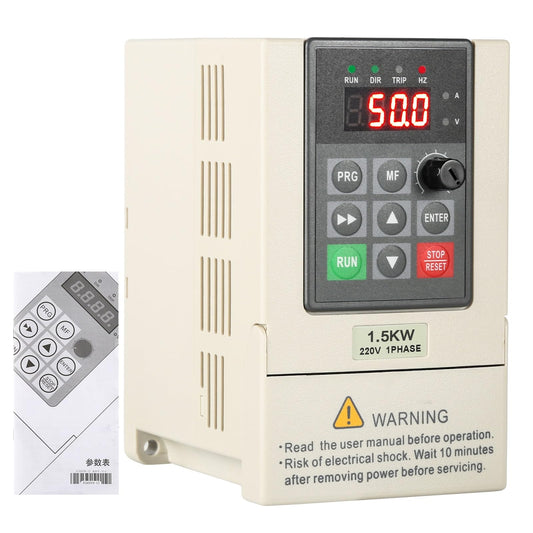 Ailao Frequency Converter 230V VFD Motor Speed Controller 1 Phase Input 3 Phase Output Frequency Converter CNC Converter 1.5KW with 2M Extension Cable.