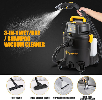 Vacmaster VK1323PFR 1300W 23L 3-in-1 wet/dry vacuum cleaner with dual-tank design, floor cleaner for hard floors carpets, carpet cleaning machine.