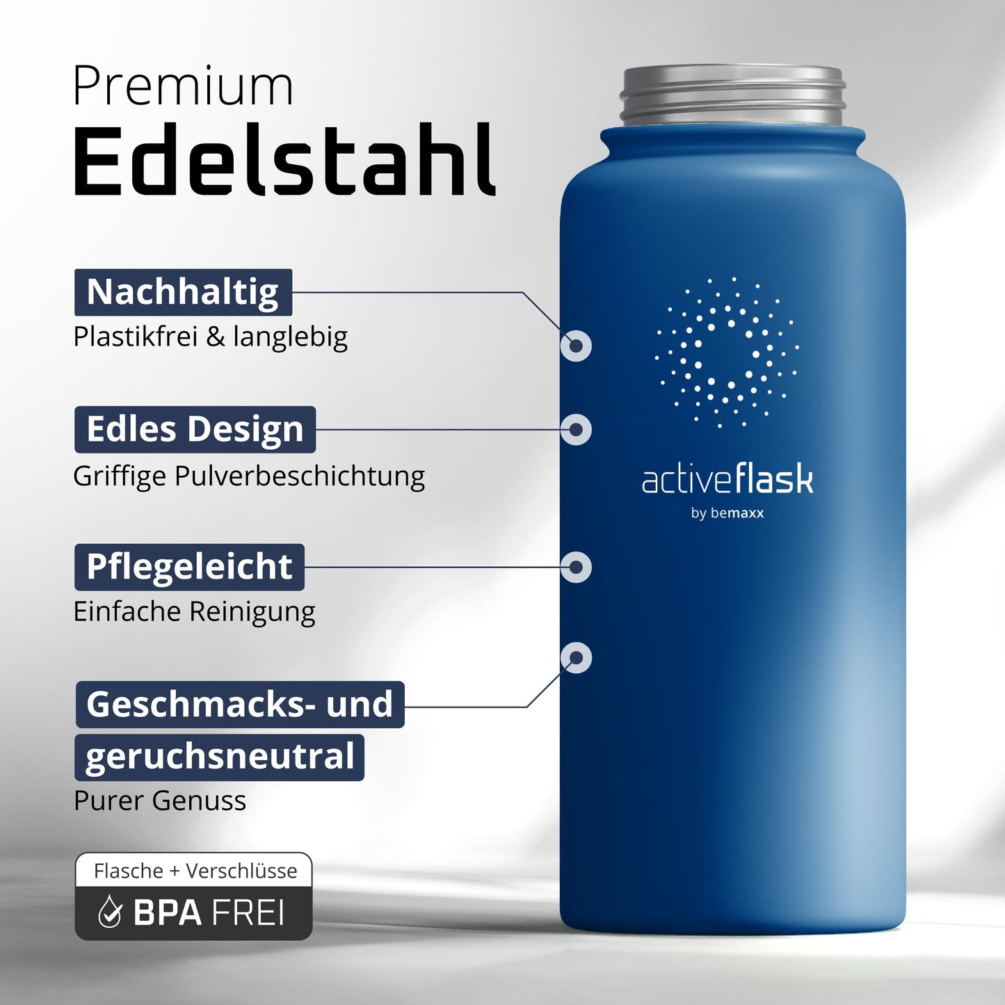 Stainless steel water bottle ACTIVE FLASK + straw (3 lids) BPA-free, leak-proof, suitable for carbonated drinks - bike water bottle thermos insulated sports water bottle kids tea.