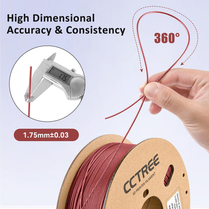 CCTREE PETG 3D Printer Filament 1.75mm, excellent toughness, precision +/- 0.03mm, 1kg spool (2.2lbs), for most FDM 3D printers, Galaxy Red