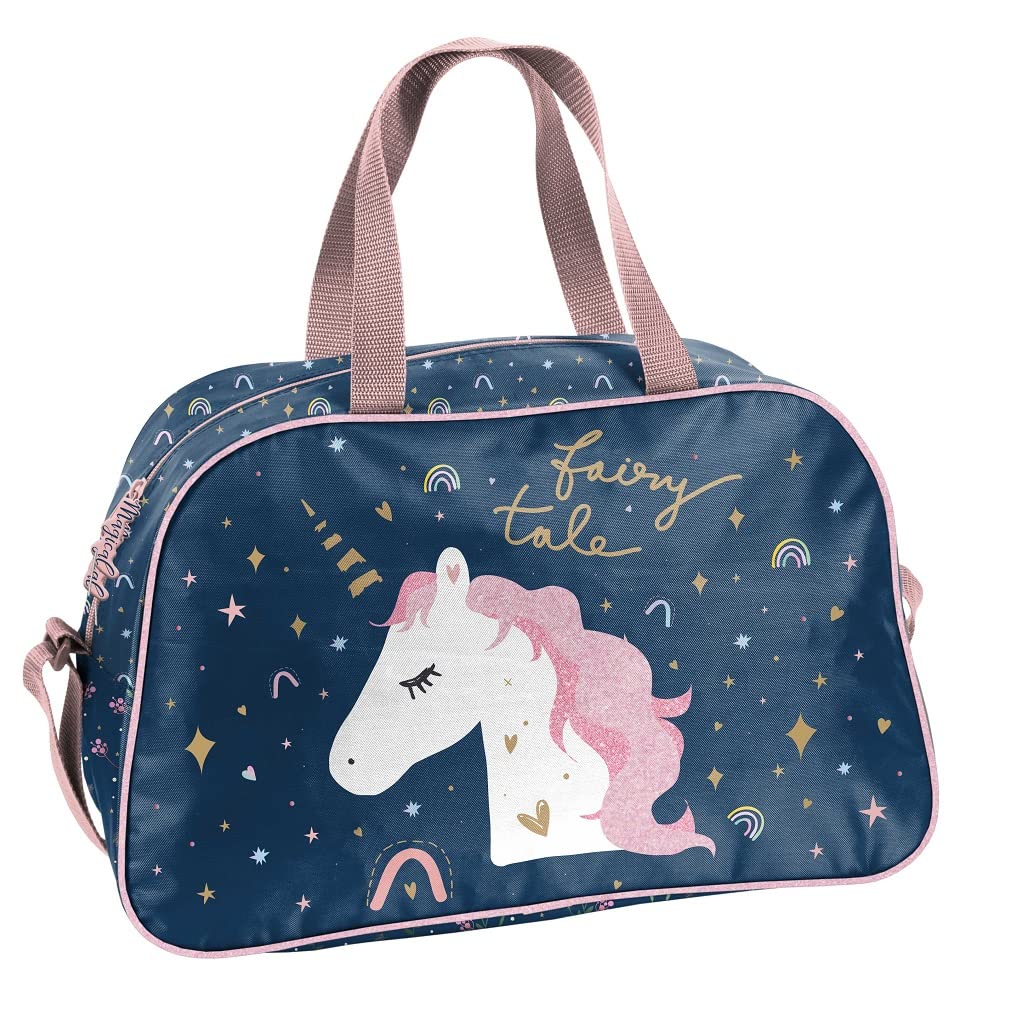 Familando Girl's School Backpack Set Magic Unicorn, 8 pieces, ergonomic backpack with reflectors, suitable from 1st grade with pencil case and sports bag (Unicorn)