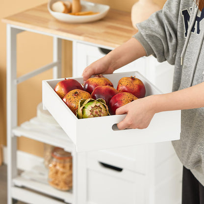 SoBuy serving cart with wheels - kitchen trolley with 2 removable trays and 1 tray - side cart trolley for kitchen, living room, dining room - white, 68x85x38 cm, up to 50 kg, MDF, FKW79-W