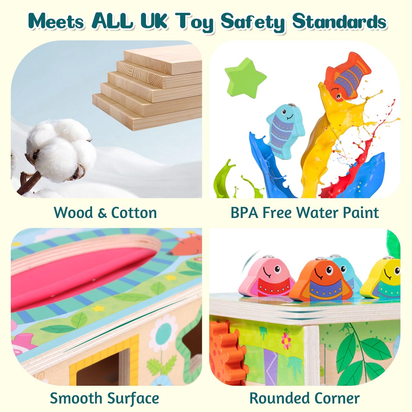 LZDMY Montessori Toy for Baby from 6 months, 6-in-1 Cloth Box with Crinkle Cloth, Wooden Motor Skills Cube Toy for 6-12 months Boys Girls, Motor Skills Toy for Children 1-3, Baby Gift