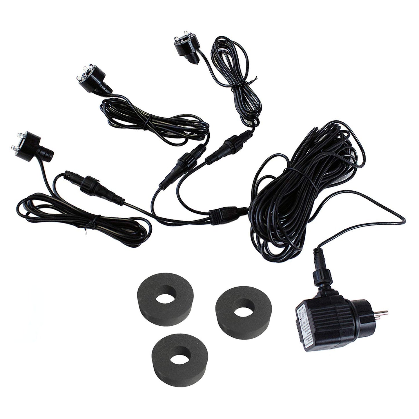 Arnusa fountain lighting 3 piece set LED 10m cable + power supply stone lighting (warm-white) garden fountain LED ring fountain accessories