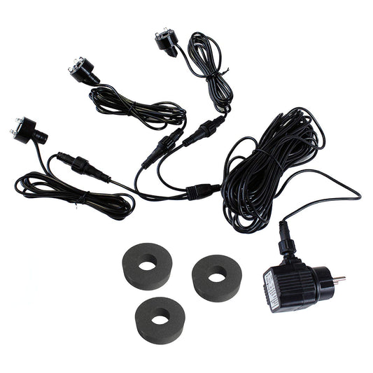 Arnusa fountain lighting 3 piece set LED 10m cable + power supply stone lighting (warm-white) garden fountain LED ring fountain accessories