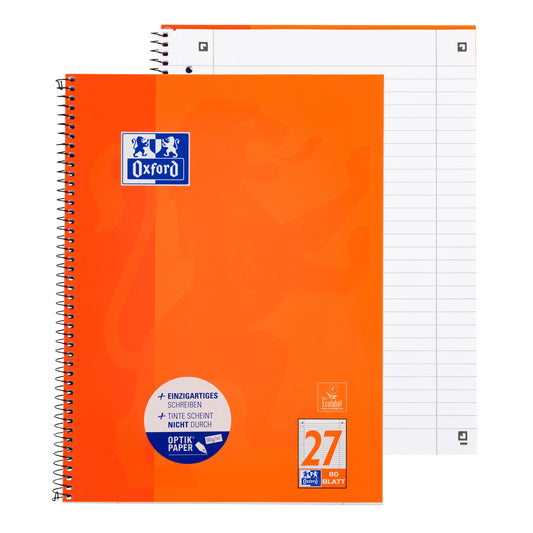Oxford Notebook A4 lined, with margin, 80 sheets, orange, pack of 10