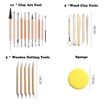 WOMGF Modeling Tool Set Pottery Tool 41 Pieces Polymer Clay Sculpting Tool Ceramic Sculpture Clay Kit for Arts and Crafts, Sculpting, Carving Art Supplies